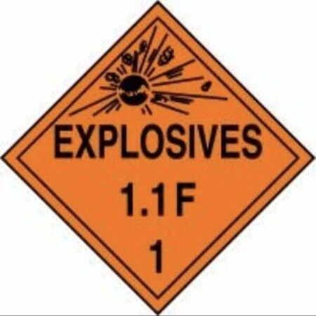 Accuform DOT PLACARD HAZARD CLASS 1 MPL16MG100 MPL16MG100